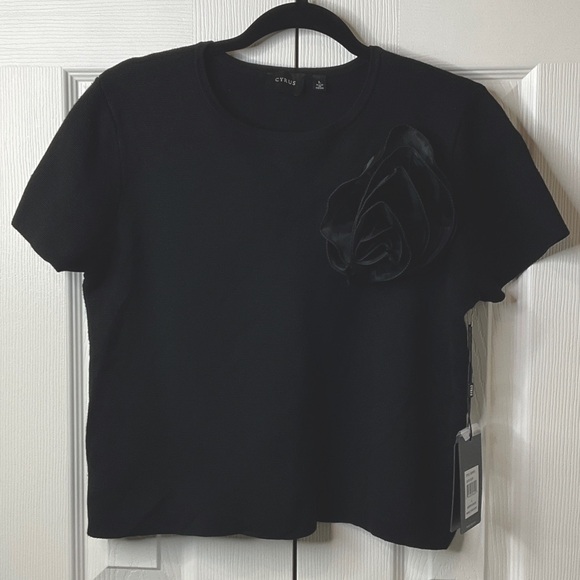 Cyrus - Black Crop Embellished Short
Sleeve Tee Size L - Picture 1 of 9